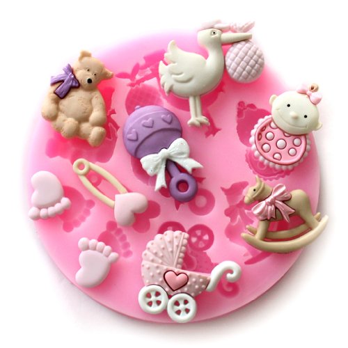 Longzang mini Baby shower F0484 Fondant Mold Silicone Sugar mold Craft Molds DIY gumpaste flowers Cake Decorating