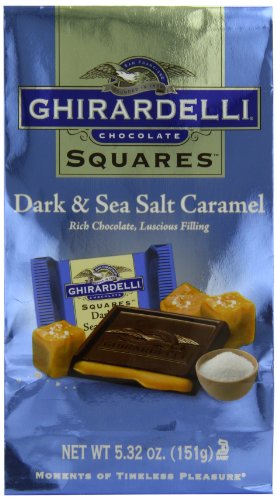 Ghirardelli Dark and Caramel Sea Salt, Chocolate Squares, 5.32-Ounce Bag (Pack of 4)