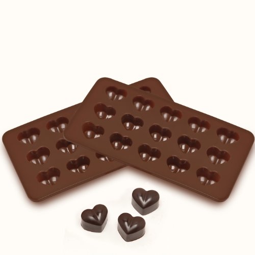 Sorbus® Heart Shaped Silicone Mold for Chocolate, Jelly and Candy – 15-piece Per Mold (Set of 2)