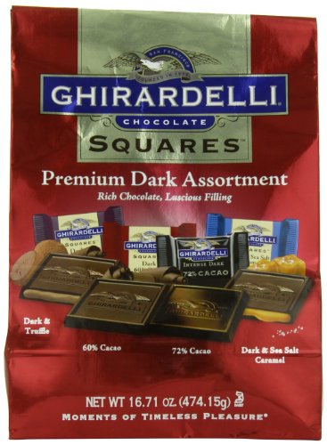 Ghirardelli Dark Assorted Chocolate Squares XL Bag, 16.71 Ounce