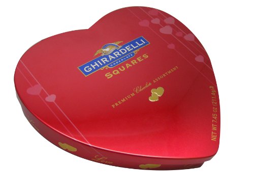 Ghirardelli Valentine’s Chocolate Squares, Premium Chocolate Assortment, 7.45-Ounce Red Heart Tin