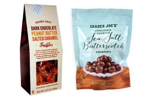 Trader Joe’s Chocolate Covered Sea Salt Butterscotch and Dark Chocolate Peanut Butter Salted Caramel Truffles