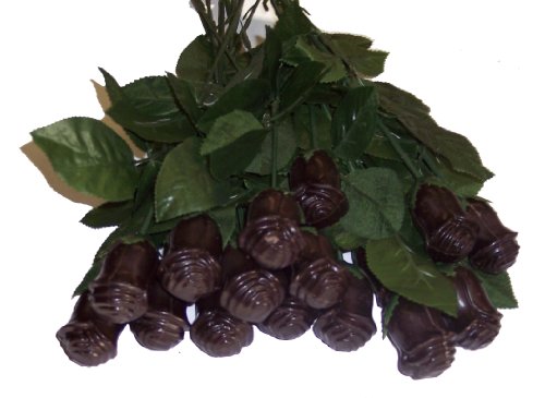 Long Stem Solid Chocolate Roses 12 Dark chocolate