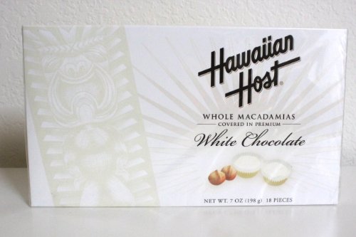 Hawaiian Host WHOLE MACADAMIAS COVERED IN PREMIUM WHITE CHOCOLATE BOX NET WT 7 OZ (198 g)