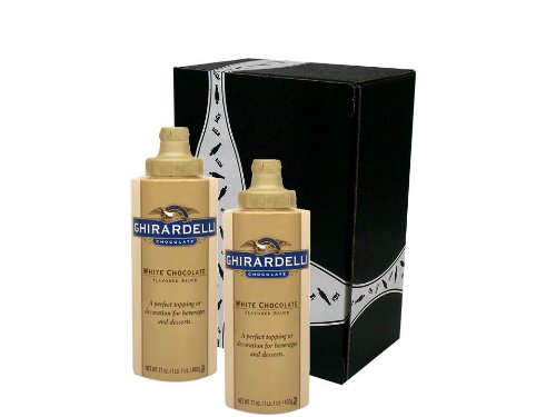 Ghirardelli White Chocolate Sauce 17oz Bottle, Pack of 2 in a Gift Box