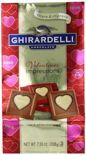 Ghirardelli Limited Edition Valentine’s Impressions Squares Milk Chocolate, White, 7.33 Ounce