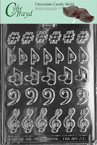 Cybrtrayd J006 Music, Music, Music Chocolate Candy Mold with Exclusive Cybrtrayd Copyrighted Chocolate Molding Instructions