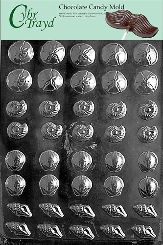 Cybrtrayd N033 Tiny Shell Assortment Chocolate Candy Mold with Exclusive Cybrtrayd Copyrighted Chocolate Molding Instructions