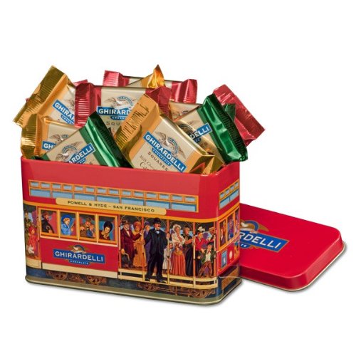 Ghirardelli Chocolate Cable Car Gift Tin with Squares Chocolates