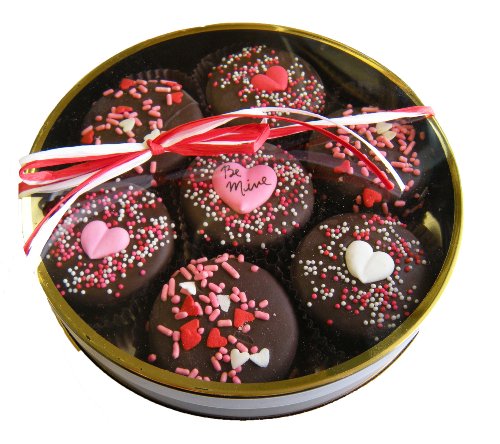 Chocolate Dipped Oreo Cookies decorated with Hearts & Be Mine for Valentine’s Day – 7 Oreo Assortment
