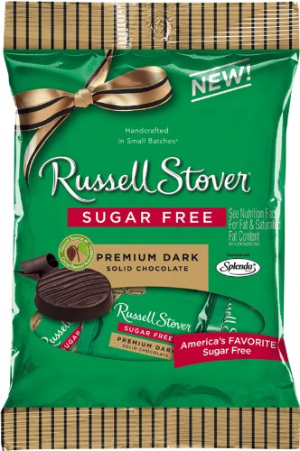 Russell Stovers Sugar Free Premium Dark Solid Chocolates, 3 oz. bag (Pack of 6)