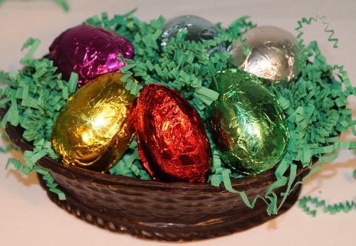 Chocolate Decadence Solid Chocolate Easter Basket Filled with Solid Chocolate Easter Eggs