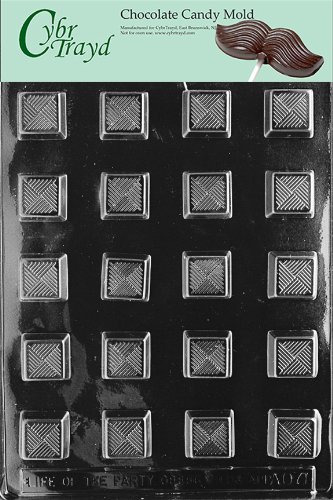 Cybrtrayd AO071 Traditional Square Chocolate Candy Mold with Exclusive Cybrtrayd Copyrighted Chocolate Molding Instructions