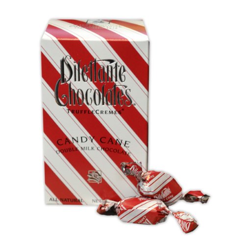 Candy Cane Truffle Crèmes in Double Milk Chocolate – 10oz Gift Box – by Dilettante (3 Pack)