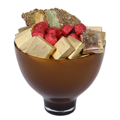 Holiday Style: Holiday Chocolate Arrangement in Gold Vase