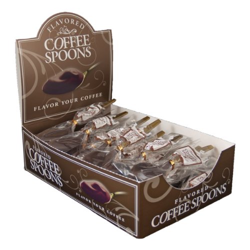 Gourmet Mocha Flavored Chocolate Spoons – 24 Count Display Box – by Seattle Gourmet Foods