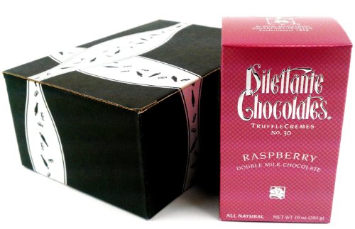 Dilettante Chocolates Raspberry Double Milk Chocolate TruffleCremes No. 30, 10 oz Package in a Gift Box