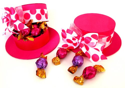Bright Pink Bonnet Hat Reusable Trinket Box with a Dozen Assorted Godiva Truffles