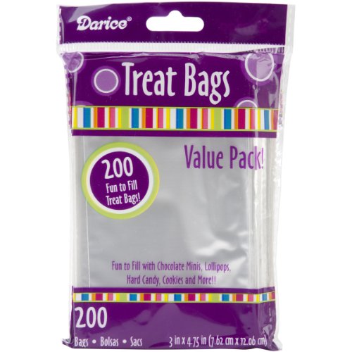 Darice 28-001V 3-Inch-by- 4-3/4-Inch Clear Treat Bag 200-Pieces