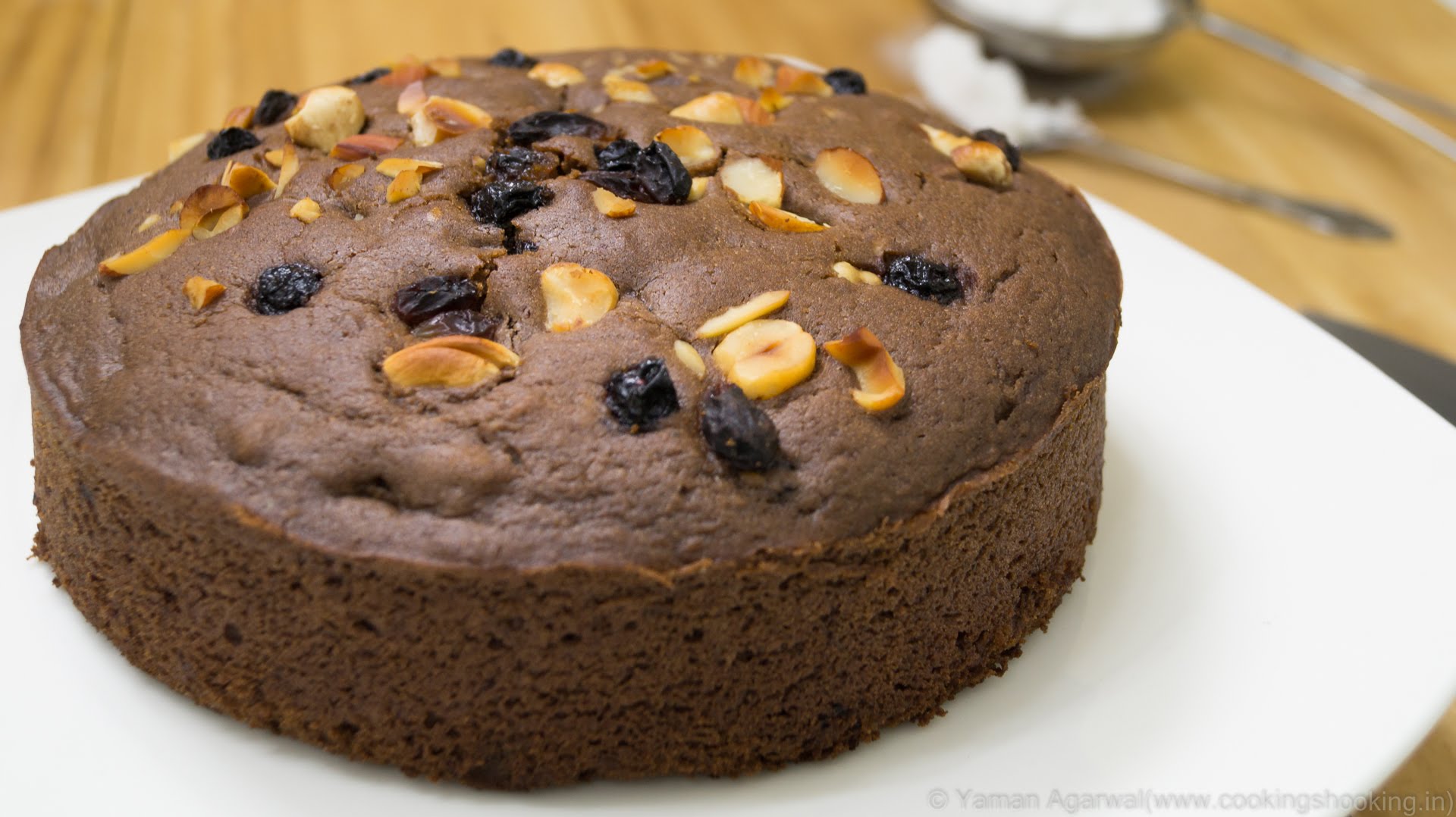 Pressure Cooker Eggless Chocolate Nuts Cake Recipe | Eggless Baking Without Oven