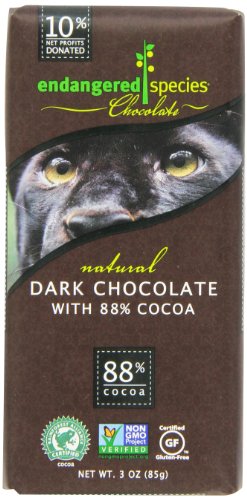 Endangered Species Panther, Dark Chocolate (88%), 3-Ounce Bars (Pack of 12)