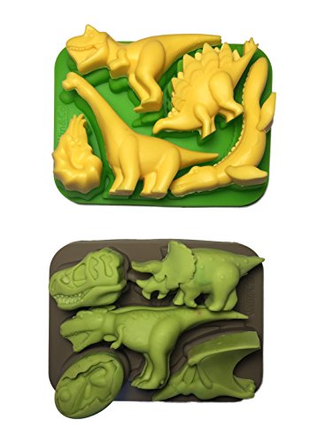 Win&Co Dinosaur Ice Trays/Chocolate Molds Set of 2 and 100% food grade pure silicone. Make chocolate dinosaurs for your children for the new Jurassic Park Movie