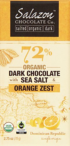 Salazon Chocolate Organic Dark Chocolate with Sea Salt and Orange Zest, 2.75 Ounce (Pack of 12)