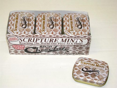 Scripture Mints Rich Chocolate Flavored Fish Shaped Mints 0.5 oz each (Pack of 9 Tins) Sugar Free