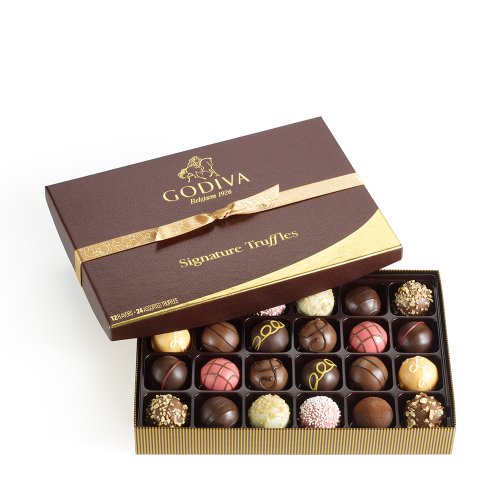 Godiva Chocolatier Signature Chocolate Truffles Gift Box, Classic, 24 Count