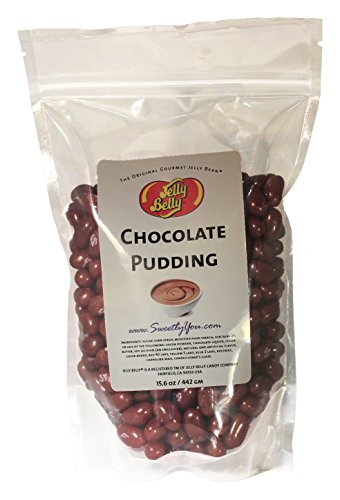 Jelly Belly 15.6 OZ Chocolate Pudding Flavored Beans. (Approximately One Pound, ~ 1 Pound) bulk jelly beans in a resealable bag.