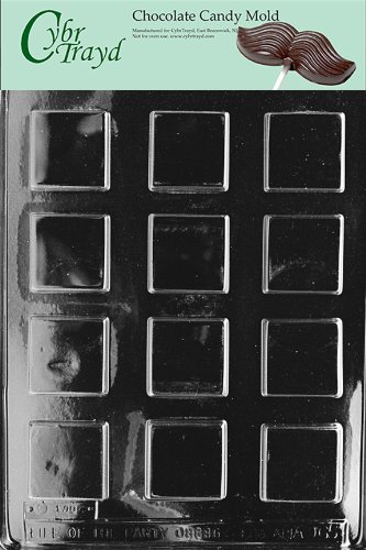 Cybrtrayd AO065 Plain Square Mints Chocolate Candy Mold with Exclusive Cybrtrayd Copyrighted Chocolate Molding Instructions