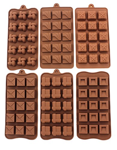 Anfimu Non-stick Silicone Square Chocolate Candy Pastry Making Mold Ice Cube Tray Set of 6