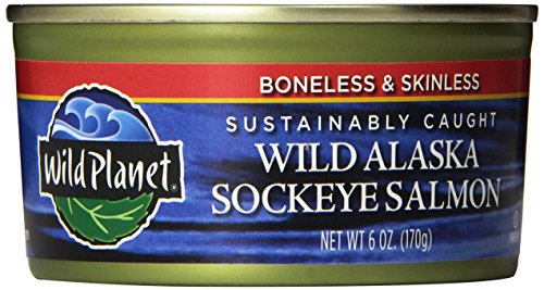 Wild Planet Sockeye Salmon, Skinless & Boneless, 6 Ounce Can (Pack of 12)