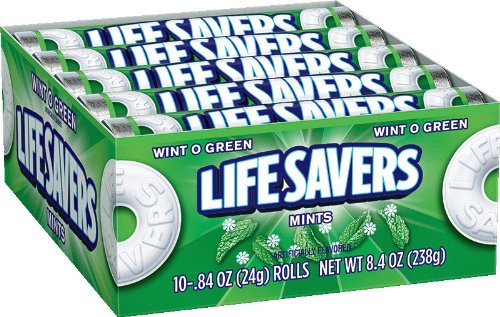 LifeSavers Wint-O-Green Mints, 0.84-Ounce Rolls (Pack of 20)