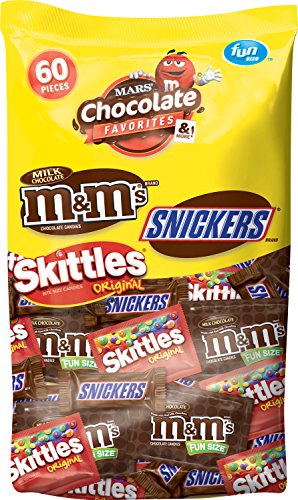 Mars Chocolate and Sugar Halloween Candy Variety Mix (M&M’s, Snickers, and Skittles), 60 Pieces