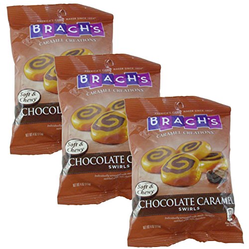 Brach’s Soft & Chewy Carmel Creations 4 Ounce – 3 Pack (Chocolate Carmel Swirls)