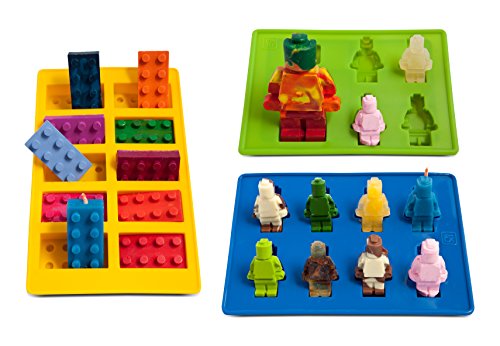 Lucentee® Silly Candy Molds & Ice Cube Trays – Lego Building Bricks and Figures – with Bonus Recipe Ebook