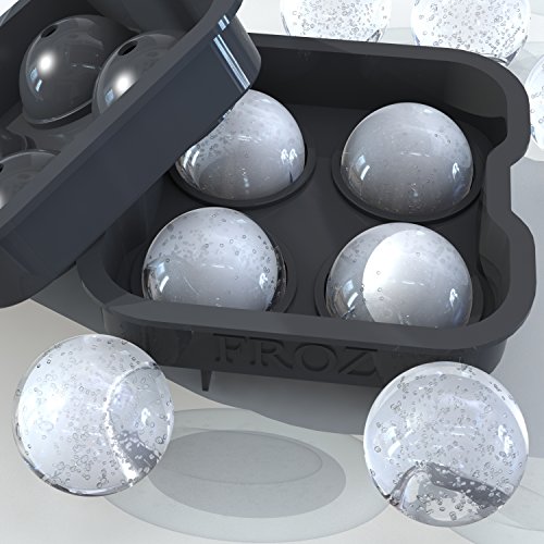 Froz Ice Ball Maker – Novelty Food-Grade Silicone Ice Mold Tray With 4 X 4.5cm Ball Capacity