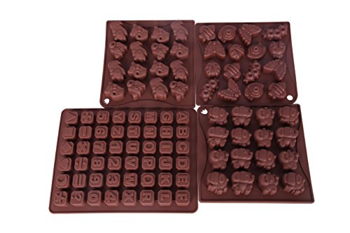 Candy Mold – Silicone Chocolate Mold -Juvale -Letters and Numbers, Bugs, Cats, Elephants, Insects, Animals, Lady Bugs, Butterflies Shapes 4 Piece Set