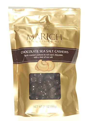 Marich Premium Dark Chocolate Sea Salt Cashews – Net Wt 20 oz Resealable Bag