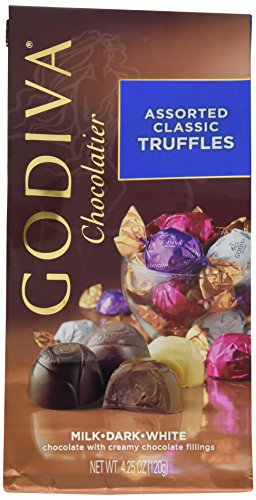 Godiva Chocolatier Assorted Classic Truffles Milk Dark White 4.25oz