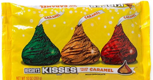 Holiday Hershey’s Kisses Milk Chocolate with Caramel, 10-Ounce Bag (Pack of 2)