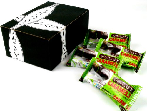 Amella Vegan Dark Chocolate Gray Sea Salt Caramel, 1 oz Packs in a Gift Box (Pack of 4)