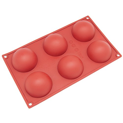 Freshware SL-100RD 6-Cavity Half Circle Silicone Mold for Making Delicate Chocolate Desserts, Ice Cream Bombes, Cakes, Soap, Resin Items, and More