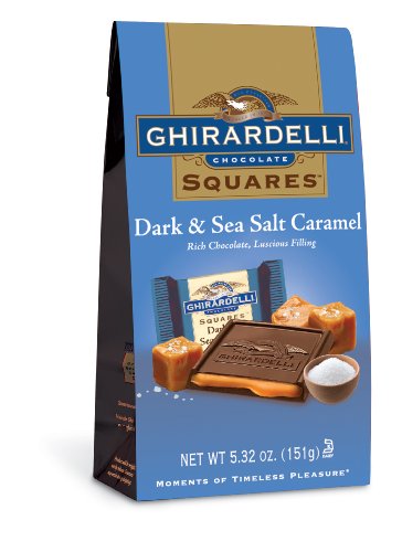 Ghirardelli Dark and Caramel Sea Salt Chocolate Squares Bag, 5.32-Ounce