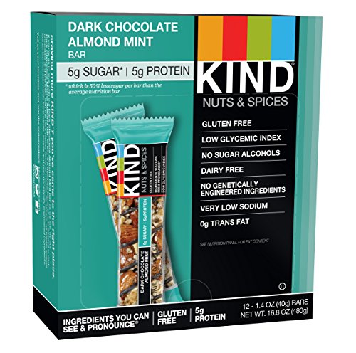 KIND Nuts and Spices Bars, Dark Chocolate Almond Mint, 1.4 Ounce, 12 Count