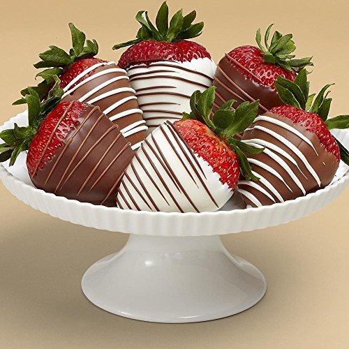 6 Gourmet Dipped Swizzled Strawberries – Great for Valentine’s Day