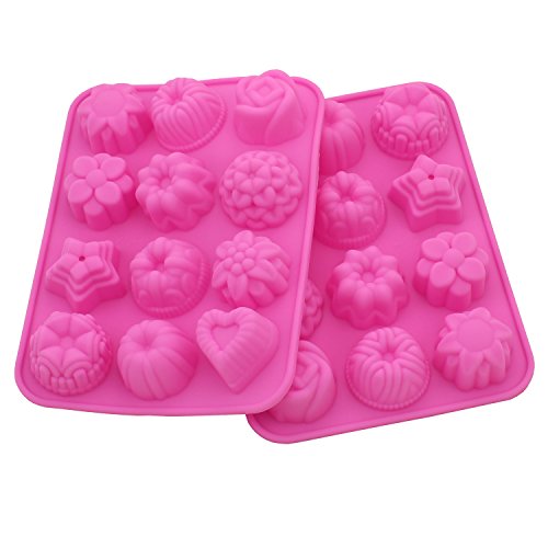 Zicome Set of 2 Flowers Silicone Non Stick Cake Bread Mold Chocolate Jelly Candy Baking Mould