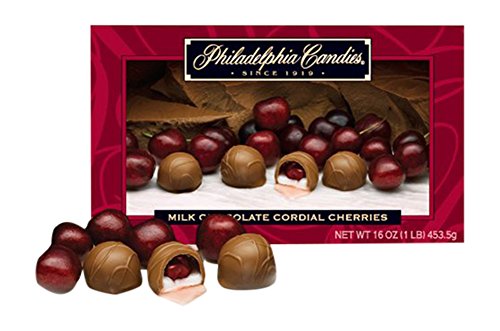 Philadelphia Candies Milk Chocolate Covered Cordial Cherries with Liquid Center Net Wt 1 lb