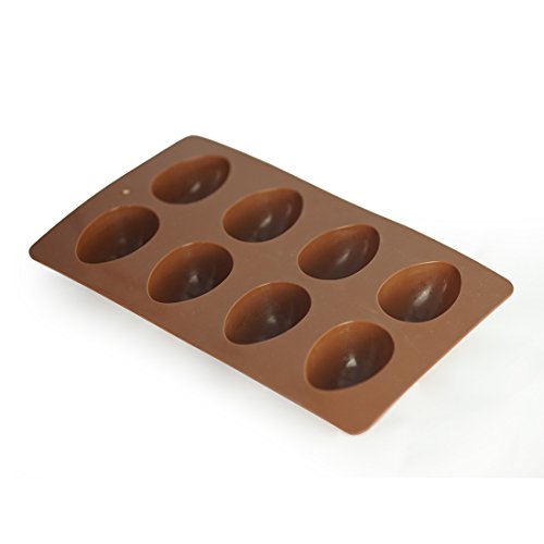 MIREN 8-Cavity Egg Shape Non Stick Silicone Mold for Chocolate, Pastry, Cake, Muffin, Bread, Big Ice Cube, Soap, and More